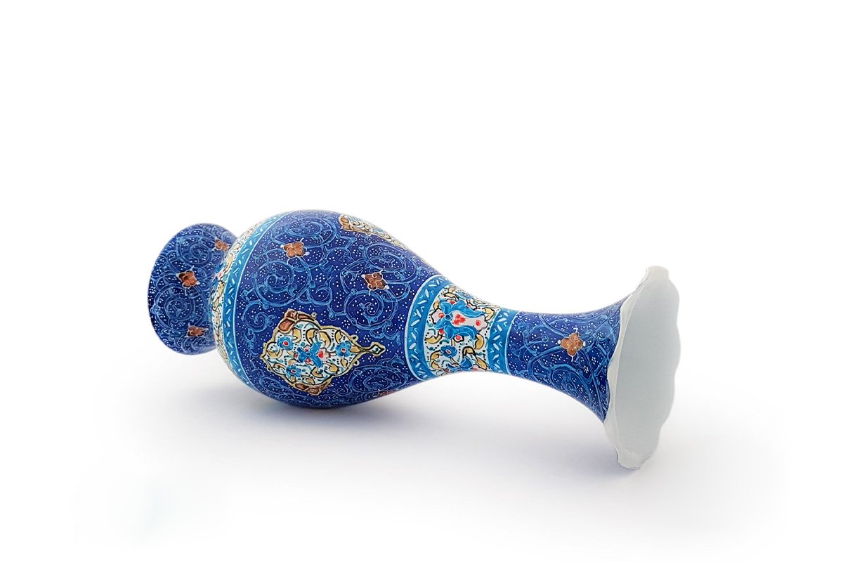A Pair of Persian Enamel Table Vase – 16 cm – Islimi Pattern - Image 3