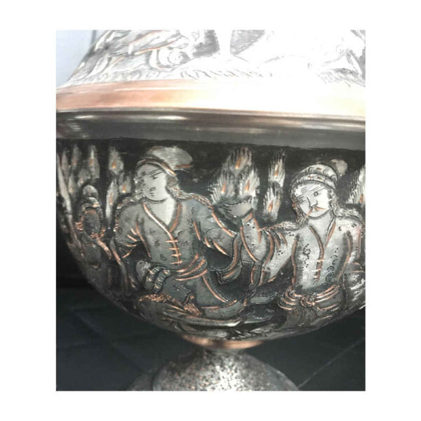 Handcrafted Persian Engraved Copper Sugar Bowl Ahoo - Image 2