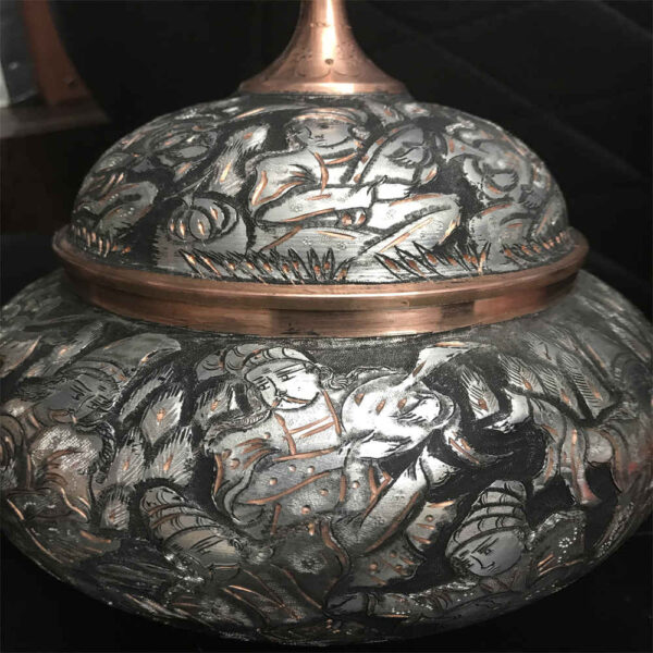 Handcrafted Persian Engraved Copper Sugar Bowl Bazm - Image 3
