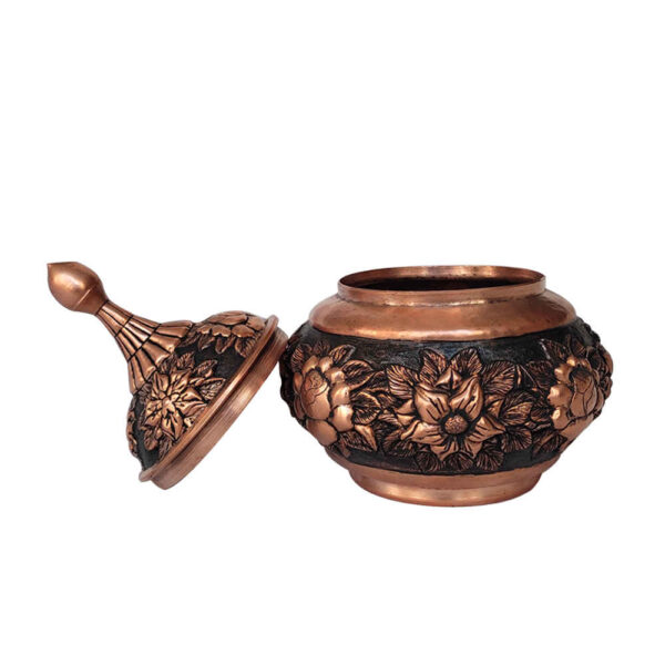 Handcrafted Persian Engraved Copper Sugar Bowl Homa - Image 2
