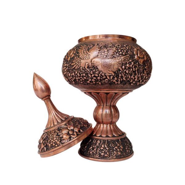 Handcrafted Persian Engraved Copper Sugar Bowl Parseh - Image 2