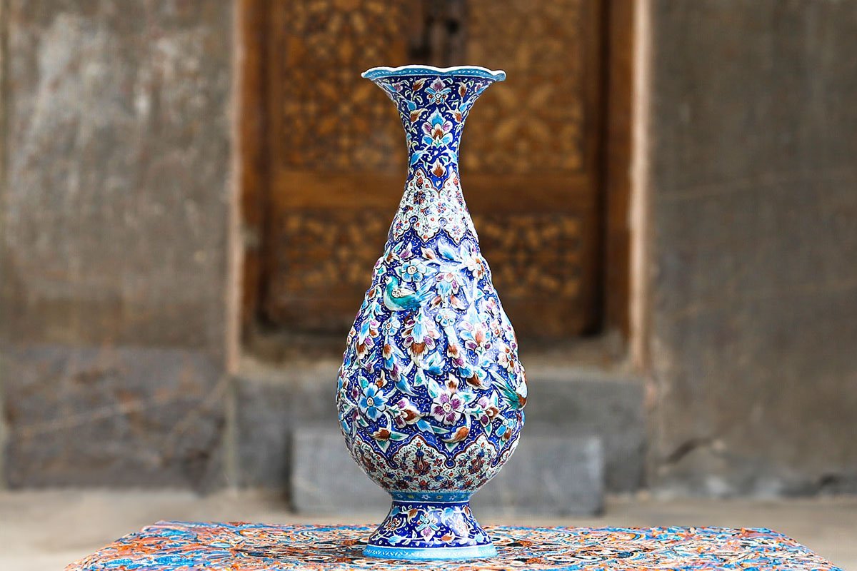 A Pair of Persian Enamel Table Vase – 16 cm – Persian Garden - Image 5