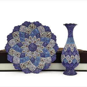 Enameled Vase & Plate in Termeh-Covered Box