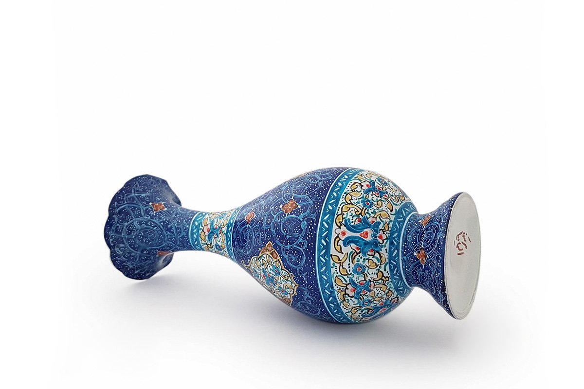 A Pair of Persian Enamel Table Vase – 16 cm – Islimi Pattern - Image 4