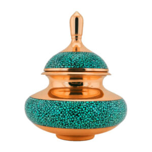 Handcrafted Persian Inlaid Turquoise Copper Sugar Bowl Yara