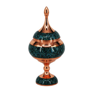 Handcrafted Persian Inlaid Turquoise Copper Sugar Bowl Vida