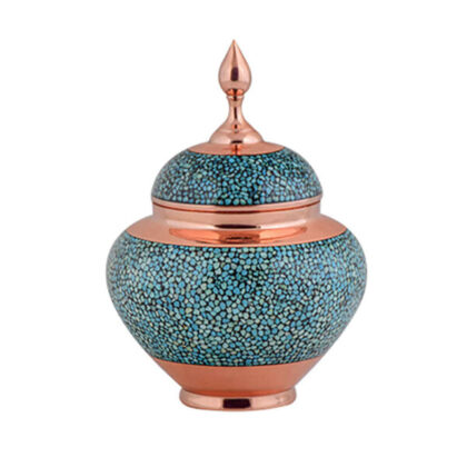 Handcrafted Persian Inlaid Turquoise Copper Sugar Bowl Jana