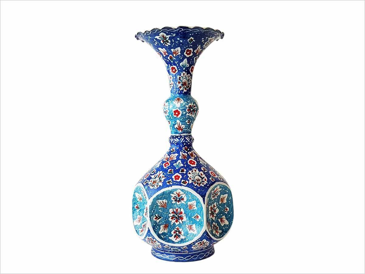 A Pair of Persian Enamel Vase – 22cm – Floral Hammer - Image 2