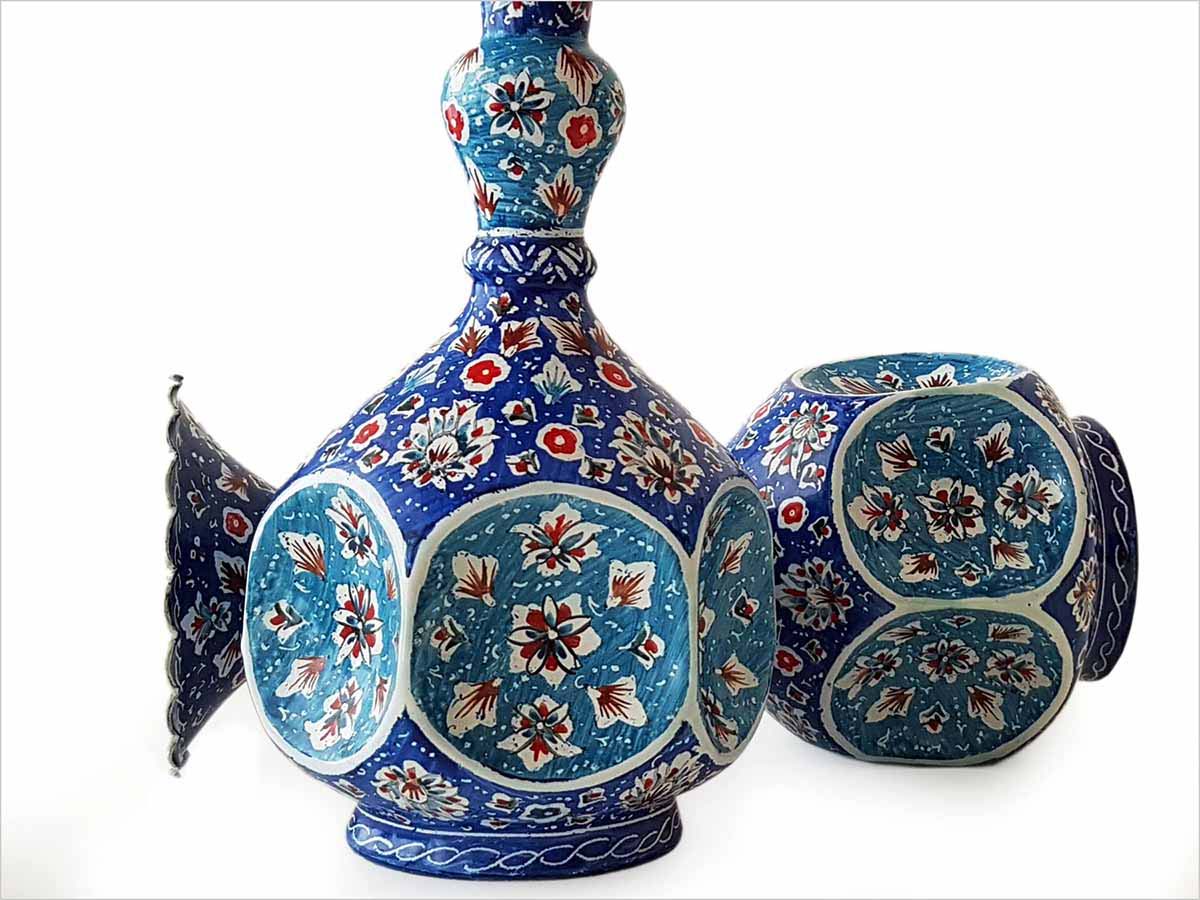 A Pair of Persian Enamel Vase – 22cm – Floral Hammer - Image 3
