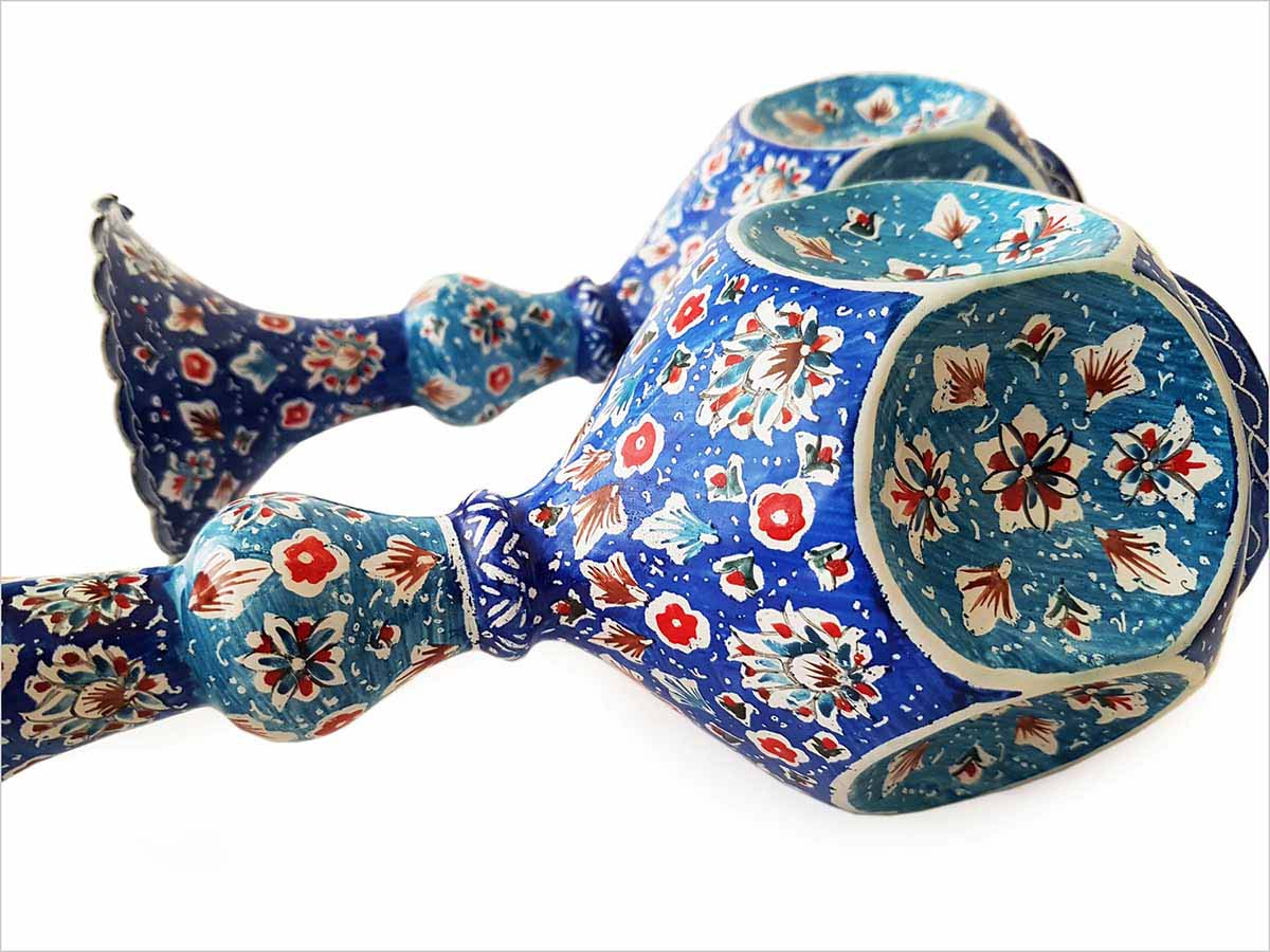 A Pair of Persian Enamel Vase – 22cm – Floral Hammer - Image 4