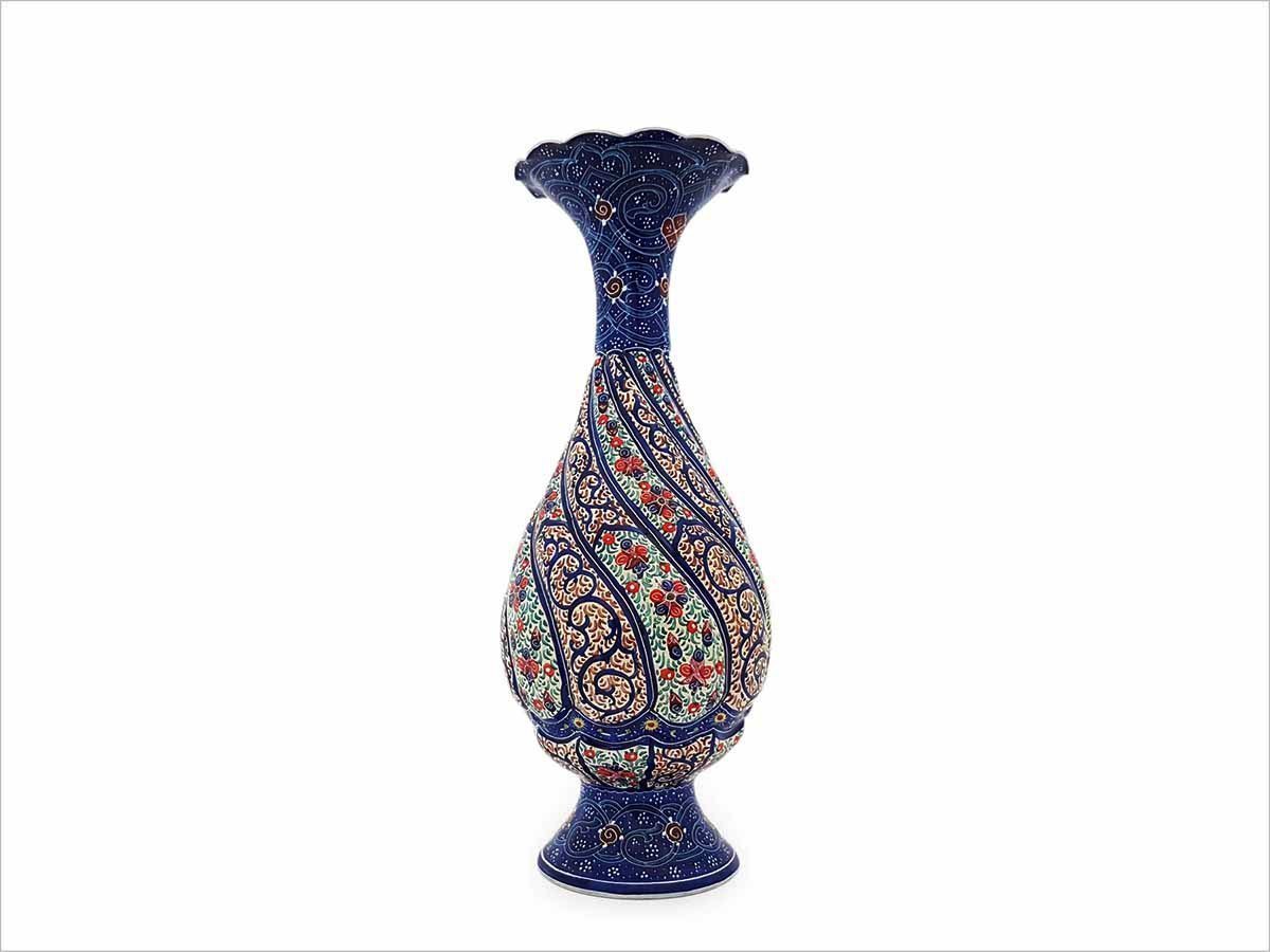 A Pair of Persian Enamel Vase – 16 cm – Spiral Floral - Image 2