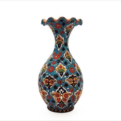 Persian Enamel Pottery Vase – Underwater Floral